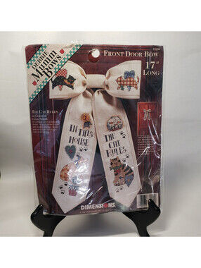 Dimensions Cross Stitch Kit Debbie Mumm Front Door Bow Cats 72294 NEW